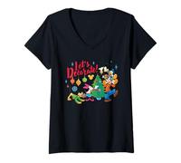 Femme Disney Mickey & Friends Christmas Tree Let's Decorate! T-Shirt avec Col en V