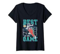 Femme Disney Mickey & Friends Father's Day Best Dad in Game Retro T-Shirt avec Col en V