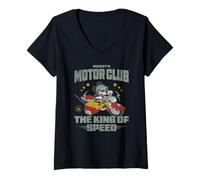 Femme Disney Mickey & Friends Mickey's Motor Club Vintage Logo T-Shirt avec Col en V