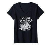 Femme Disney Mickey & Friends Original Mickey Riding Club Retro T-Shirt avec Col en V