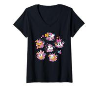 Femme Disney Mickey & Friends Spring Easter Friendly Flower Faces T-Shirt avec Col en V
