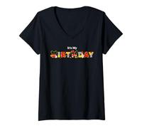 Femme Disney Mickey & Minnie "It's My Birthday" Birthday Party T-Shirt avec Col en V