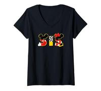 Femme Disney Mickey & Minnie "Sis" Sister Family Trip Vacation T-Shirt avec Col en V