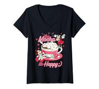 Femme Disney Mickey & Minnie Valentine's Day "You Mocha Me Happy" T-Shirt avec Col en V