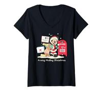 Femme Disney Mickey Mouse A Very Mickey Christmas Retro Holiday T-Shirt avec Col en V