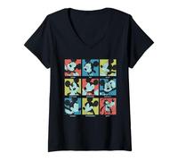 Femme Disney Mickey Mouse and Goofy Current Mood Funny Retro Moods T-Shirt avec Col en V