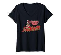 Femme Disney Mickey Mouse Christmas Train Delivering Holiday Magic T-Shirt avec Col en V