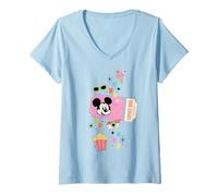 Femme Disney Mickey Mouse Disneyland Celebration Retro Park Ticket T-Shirt avec Col en V