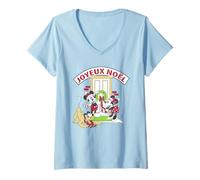 Femme Disney Mickey Mouse & Friends Joyeux Noel T-Shirt avec Col en V