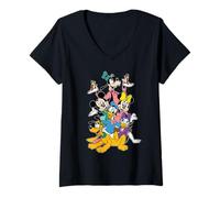 Femme Disney Mickey Mouse & Friends Matching Group Celebration T-Shirt avec Col en V