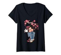 Femme Disney Mickey Mouse in Kimono Cherry Blossoms Spring Sakura T-Shirt avec Col en V