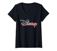 Femme Disney Mickey Mouse Logo Group Family Trip Vacation Matching T-Shirt avec Col en V