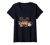 Femme Disney Mickey Mouse My First Disney Trip 2026 Halloween T-Shirt avec Col en V