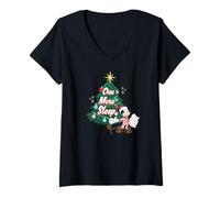 Femme Disney Mickey Mouse One More Sleep Until Christmas Holiday T-Shirt avec Col en V
