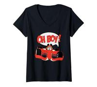 Femme Disney Mickey Mouse Racing Team "Oh Boy!" Race Car Driver T-Shirt avec Col en V
