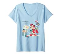 Femme Disney Minnie Mouse Christmas Dear Santa... Retro Holiday T-Shirt avec Col en V