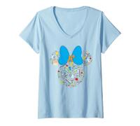 Femme Disney Minnie Mouse Icon First 100 Days of School 100th Day T-Shirt avec Col en V