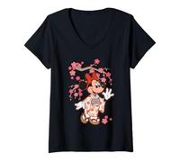 Femme Disney Minnie Mouse in Kimono Cherry Blossoms Spring Sakura T-Shirt avec Col en V