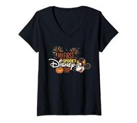 Femme Disney Minnie Mouse My First Spooky Disney Trip Halloween T-Shirt avec Col en V