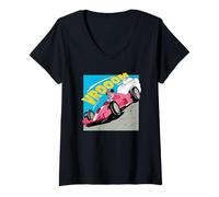 Femme Disney Minnie Mouse Racing Team "VROOOM" Race Car Driver T-Shirt avec Col en V