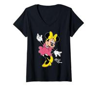 Femme Disney Minnie Mouse Retro Character Sweet Pose Trip Matching T-Shirt avec Col en V