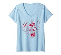 Femme Disney Minnie Mouse XOXO Heart Coquette Valentine's Day T-Shirt avec Col en V