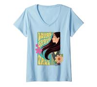 Femme Disney Mulan Loyal Brave True Profile T-Shirt avec Col en V