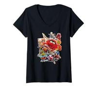 Femme Disney Muppets Animal Dr. Teeth and The Electric Mayhem T-Shirt avec Col en V