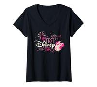 Femme Disney My First Disney Trip 2025 Minnie Family Vacation T-Shirt avec Col en V