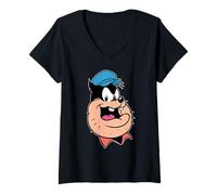 Femme Disney Pete Big Face Retro Character Trip Matching T-Shirt avec Col en V