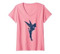 Femme Disney Peter Pan Tinkerbell Americana Shadow T-Shirt avec Col en V