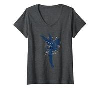 Femme Disney Peter Pan Tinkerbell Americana Shadow T-Shirt avec Col en V, Chiné Foncé, XL