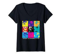 Femme Disney Phineas and Ferb Perry the Platypus Agent P Grid T-Shirt avec Col en V