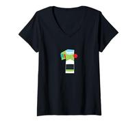 Femme Disney & Pixar Buzz Lightyear Numbers 1 First 1st Birthday T-Shirt avec Col en V