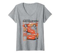 Femme Disney Pixar Cars 2 Lighting Mc Queen Take the Lead Poster T-Shirt avec Col en V