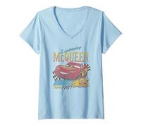 Femme Disney Pixar Cars 2 Lighting MC Queen Think Fast Portrait T-Shirt avec Col en V