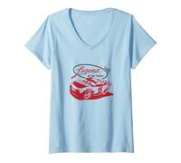 Femme Disney Pixar Cars Legend of The Track! McQueen Retro Shot T-Shirt avec Col en V