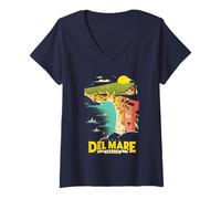 Femme Disney Pixar Luca Isola Del Mar Italia Distressed Big Poster T-Shirt avec Col en V