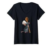 Femme Disney Pixar Ratatouille Chef Remy with Spoon T-Shirt avec Col en V