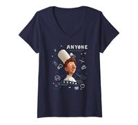 Femme Disney PIXAR Ratatouille Remy & Linguini Anyone Can Cook T-Shirt avec Col en V