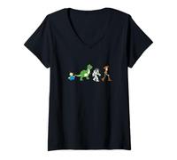 Femme Disney Pixar Toy Story Toy Crossing Characters Group Shot T-Shirt avec Col en V