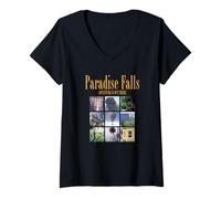 Femme Disney Pixar Up Paradise Falls Adventure is Out There Panels T-Shirt avec Col en V