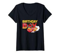 Femme Disney & Pixar's Cars Birthday Boy Lightning McQueen T-Shirt avec Col en V