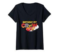 Femme Disney & Pixar's Cars Birthday Pit Crew Lightning McQueen T-Shirt avec Col en V