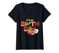 Femme Disney & Pixar's Cars It's My Birthday Lightning McQueen T-Shirt avec Col en V
