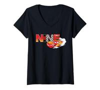 Femme Disney & Pixar's Cars Numbers 9 Ninth 9th Birthday Party T-Shirt avec Col en V