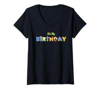 Femme Disney & Pixar's Monsters, Inc. It's My Birthday Party Gift T-Shirt avec Col en V