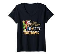 Femme Disney & Pixar's Toy Story Christmas Howdy Holidays Woody T-Shirt avec Col en V