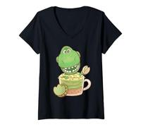 Femme Disney & Pixar's Toy Story Rex Pistachio Latte Cute Cozy Cup T-Shirt avec Col en V