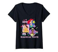 Femme Disney Princess 100 Magical Days of School 100th Day T-Shirt avec Col en V